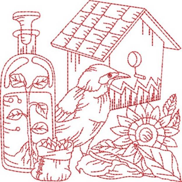 Picture of Bird Quilt Block Machine Embroidery Design