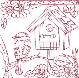 Picture of Quilt Birdhouse Block Machine Embroidery Design