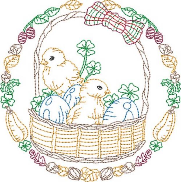 Picture of Chicks In A Basket Machine Embroidery Design