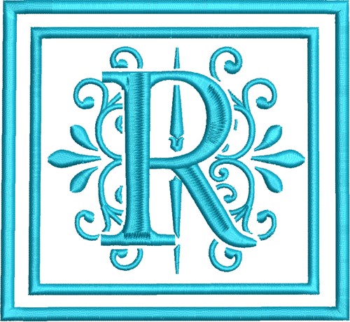 R Monogram Machine Embroidery Design