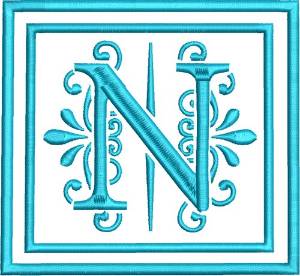 Picture of N Monogram Machine Embroidery Design