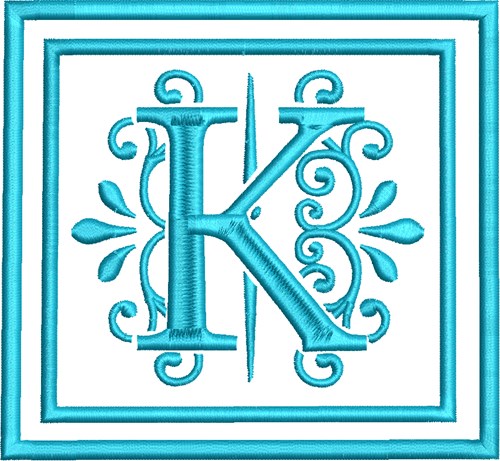 K Monogram Machine Embroidery Design
