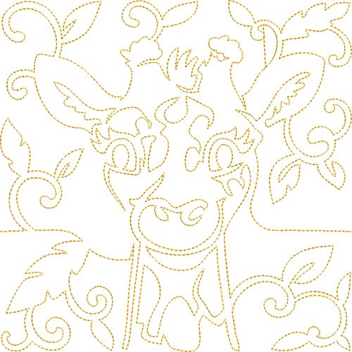 Quilt Block Giraffe Machine Embroidery Design