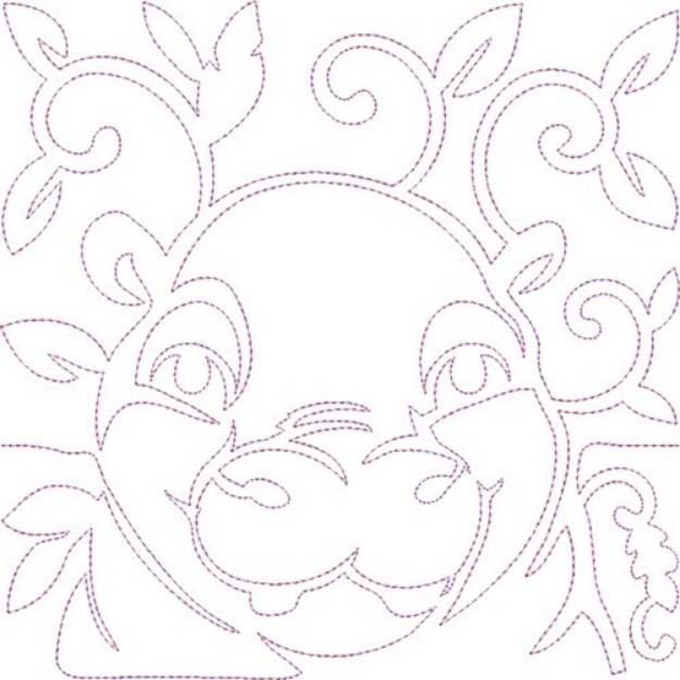 Picture of Quilt Block Hippo Machine Embroidery Design