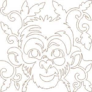 Picture of Quilt Block Monkey Machine Embroidery Design
