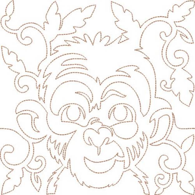 Picture of Quilt Block Monkey Machine Embroidery Design