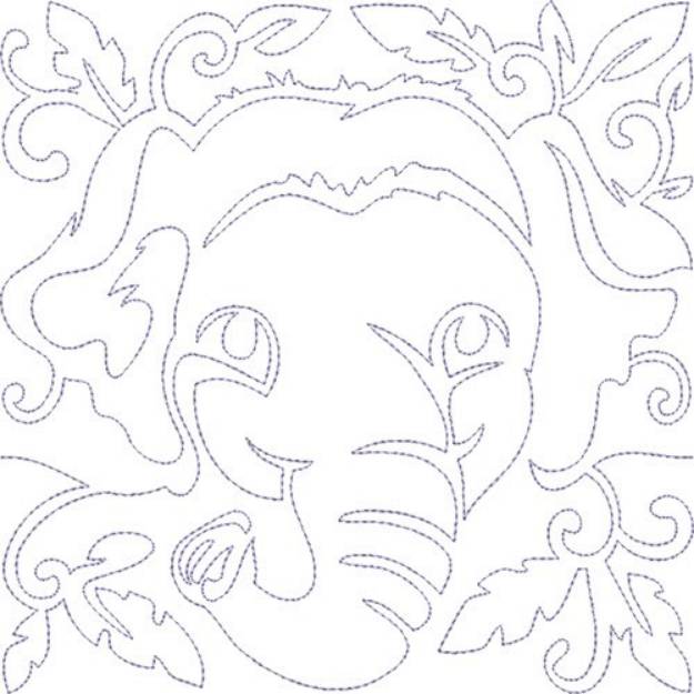 Picture of Quilt Block Elephant Machine Embroidery Design