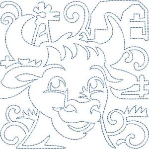 Picture of Cow Quilt Block Machine Embroidery Design