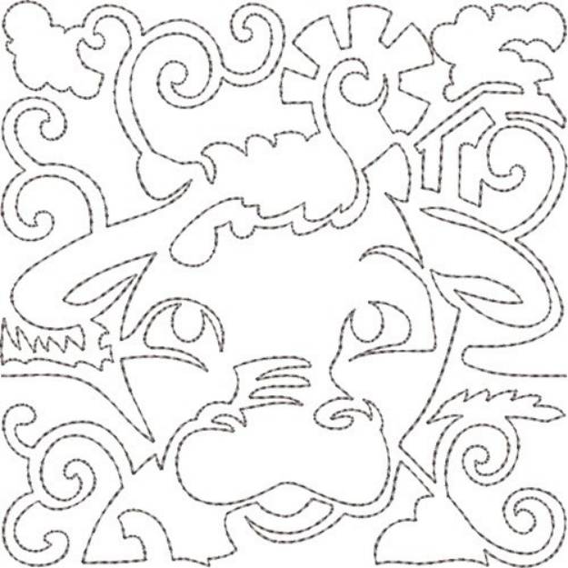 Picture of Cow Quilt Block Machine Embroidery Design