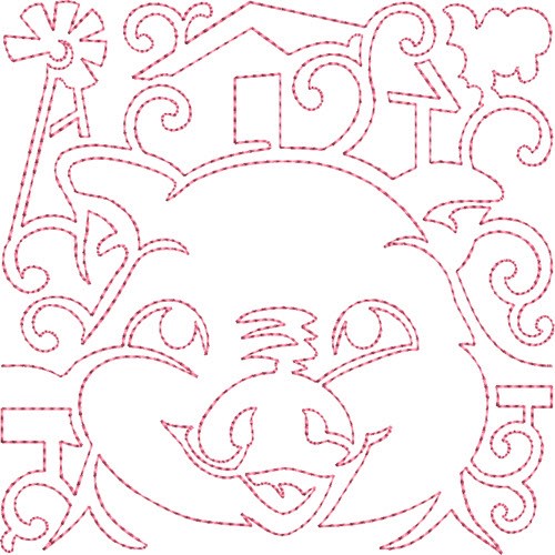 Pig Quilt Block Machine Embroidery Design