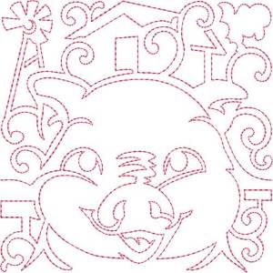 Picture of Pig Quilt Block Machine Embroidery Design