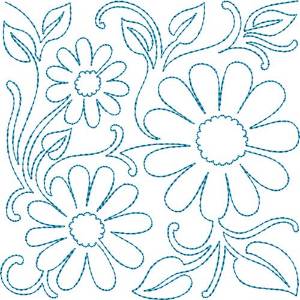 Picture of Quilt Block Daisies Machine Embroidery Design