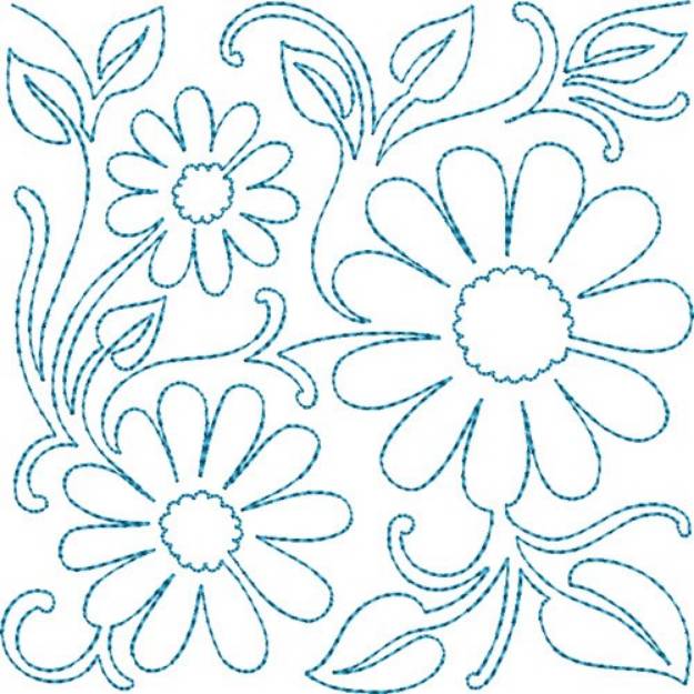 Picture of Quilt Block Daisies Machine Embroidery Design