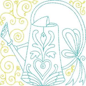Picture of Quilt Block Water Can Machine Embroidery Design
