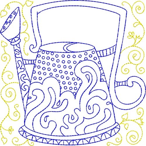 Watering Can Block Machine Embroidery Design