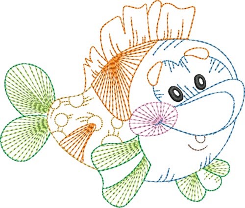 Fish Outline Machine Embroidery Design