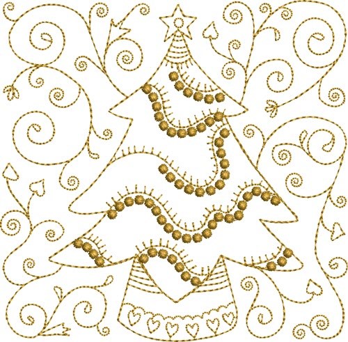 Christmas Tree Quilt Block Machine Embroidery Design