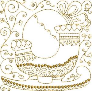 Picture of Sleigh Quilt Block Machine Embroidery Design