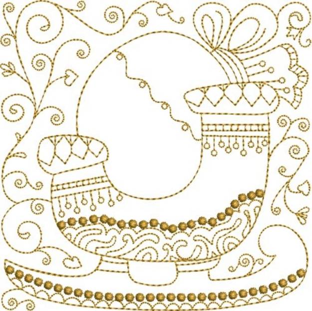 Picture of Sleigh Quilt Block Machine Embroidery Design