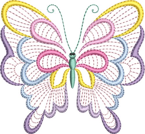 Pastel Butterfly Machine Embroidery Design