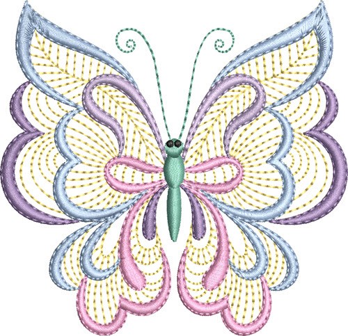 Whimsical Pastel Butterfly Machine Embroidery Design