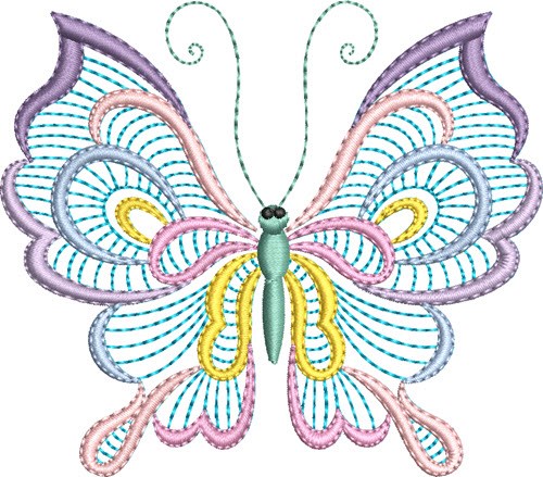 Pastel Butterfly Machine Embroidery Design