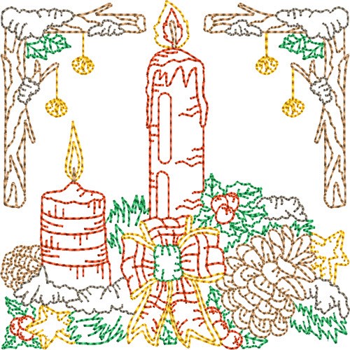 Candle Quilt Block Machine Embroidery Design