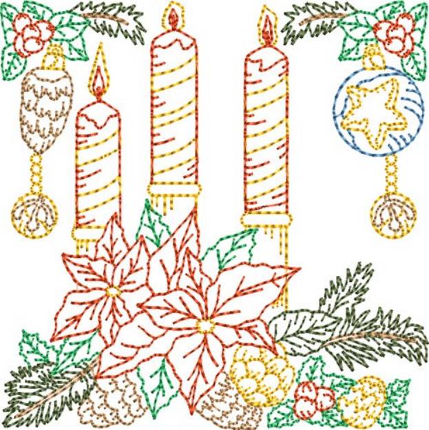 Picture of Floral Candle Block Machine Embroidery Design