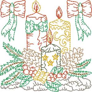 Picture of Christmas Candle Block Machine Embroidery Design