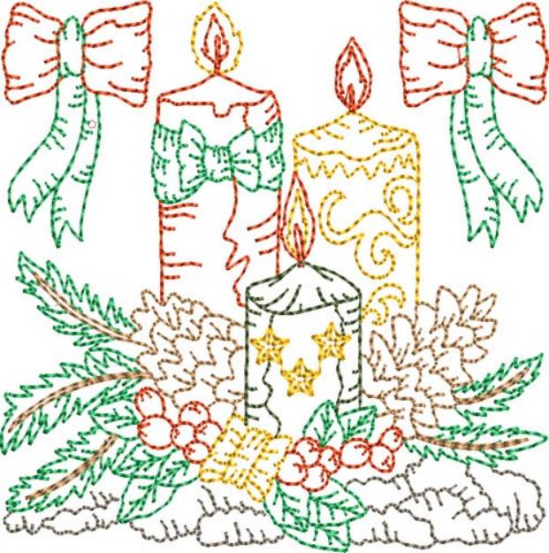 Picture of Christmas Candle Block Machine Embroidery Design