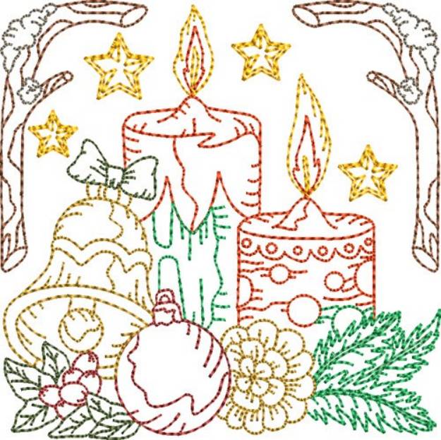 Picture of Centerpiece Candles Block Machine Embroidery Design