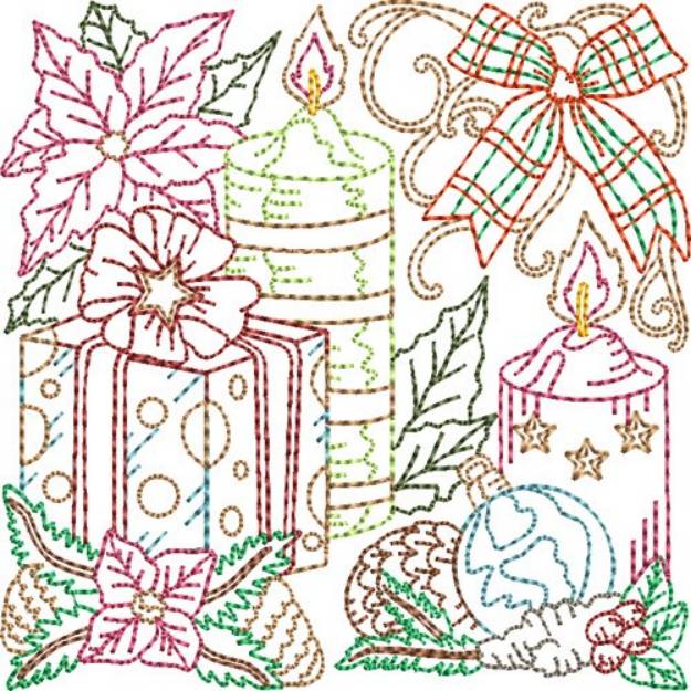 Picture of Gift & Candles Block Machine Embroidery Design