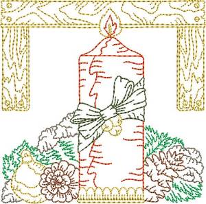 Picture of Christmas Candle Quilt Machine Embroidery Design