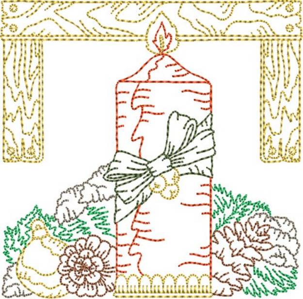 Picture of Christmas Candle Quilt Machine Embroidery Design