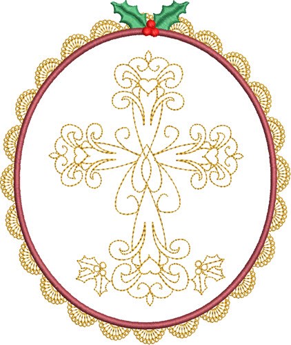 Lacey Christmas Cross Machine Embroidery Design