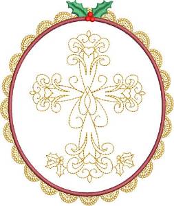 Picture of Lacey Christmas Cross Machine Embroidery Design