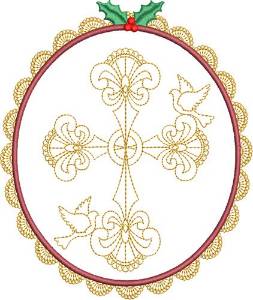 Picture of Christmas Cross & Doves Machine Embroidery Design
