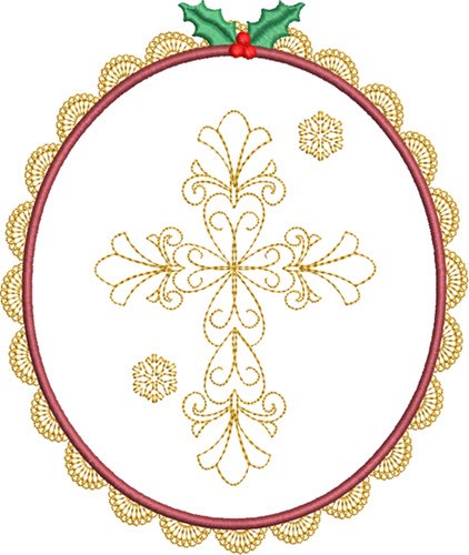 Lacy Christmas Cross Machine Embroidery Design