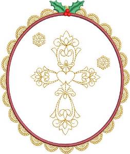 Picture of Christmas Cross & Holly Machine Embroidery Design