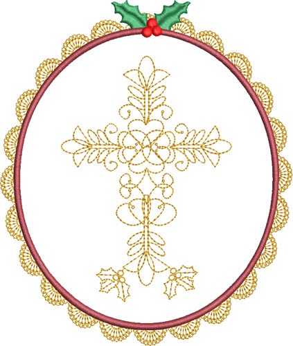 Christmas Lace Cross Machine Embroidery Design