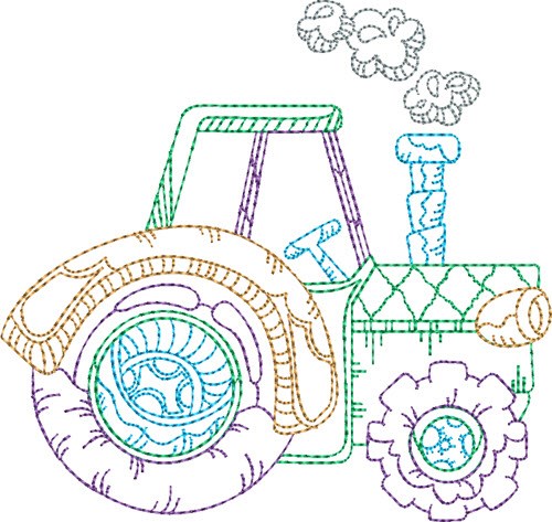 Tractor Outline Machine Embroidery Design