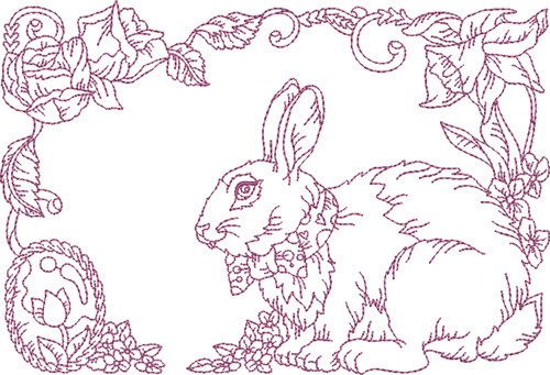 Easter Bunny Postcard Machine Embroidery Design