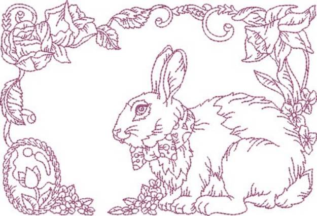 Picture of Easter Bunny Postcard Machine Embroidery Design