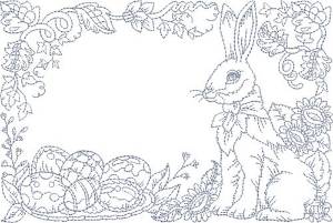 Picture of Easter Rabbit Postcard Machine Embroidery Design
