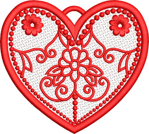 FSL Floral Heart Machine Embroidery Design