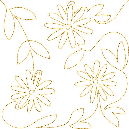 Free Motion Spring Daisies Machine Embroidery Design