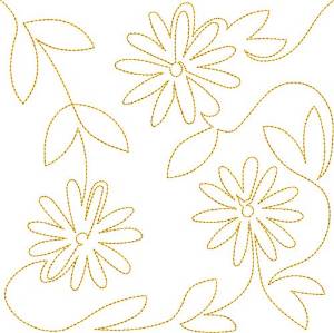 Picture of Free Motion Spring Daisies Machine Embroidery Design