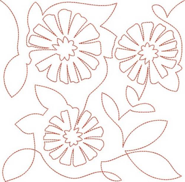 Picture of Free Motion Spring Flowers Machine Embroidery Design