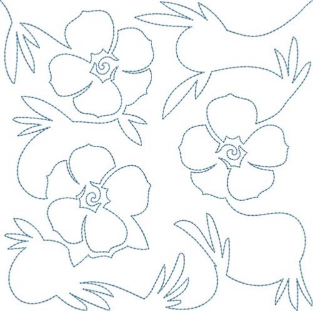 Picture of Free Motion Spring Poppy Machine Embroidery Design