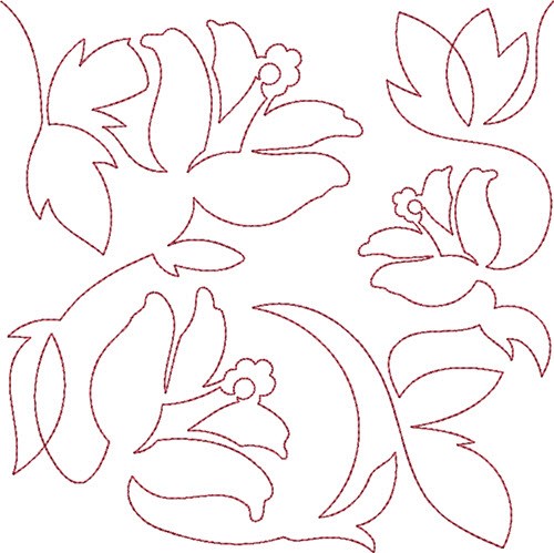 Free Motion Spring Hibiscus Machine Embroidery Design